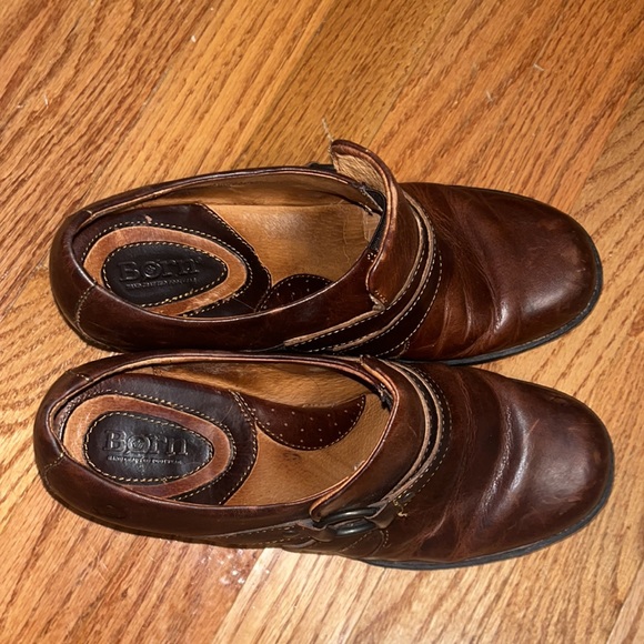 Born Women's Haddon Brown Leather Slip-On Low Ankle Block Heels Booties US 9 - Picture 2 of 6